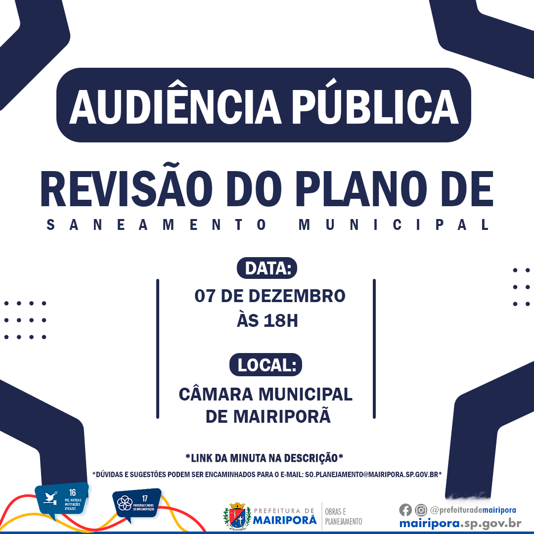 Audiência Pública – Revisão do Plano de Saneamento Municipal