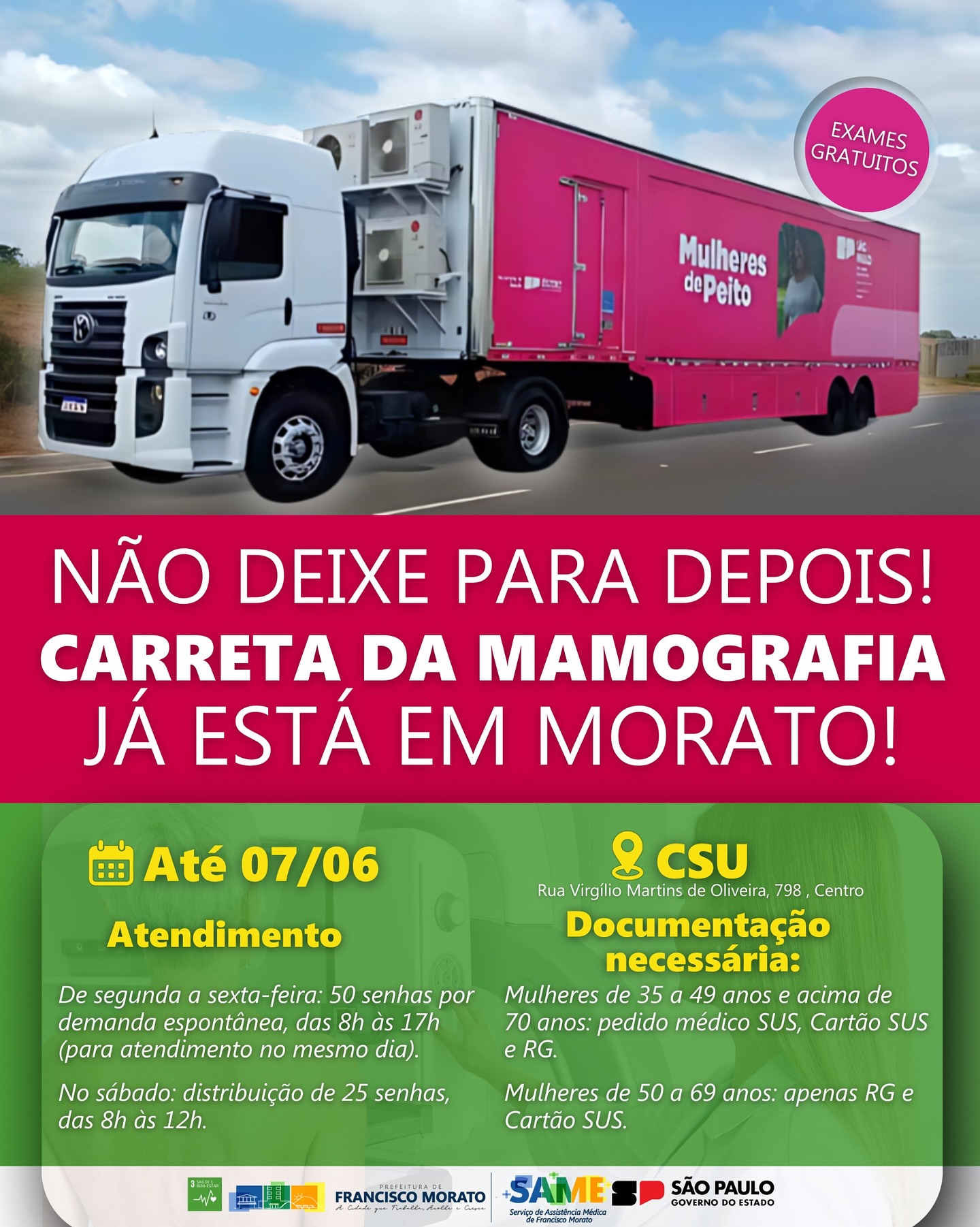 A Carreta da Mamografia já está em Morato
