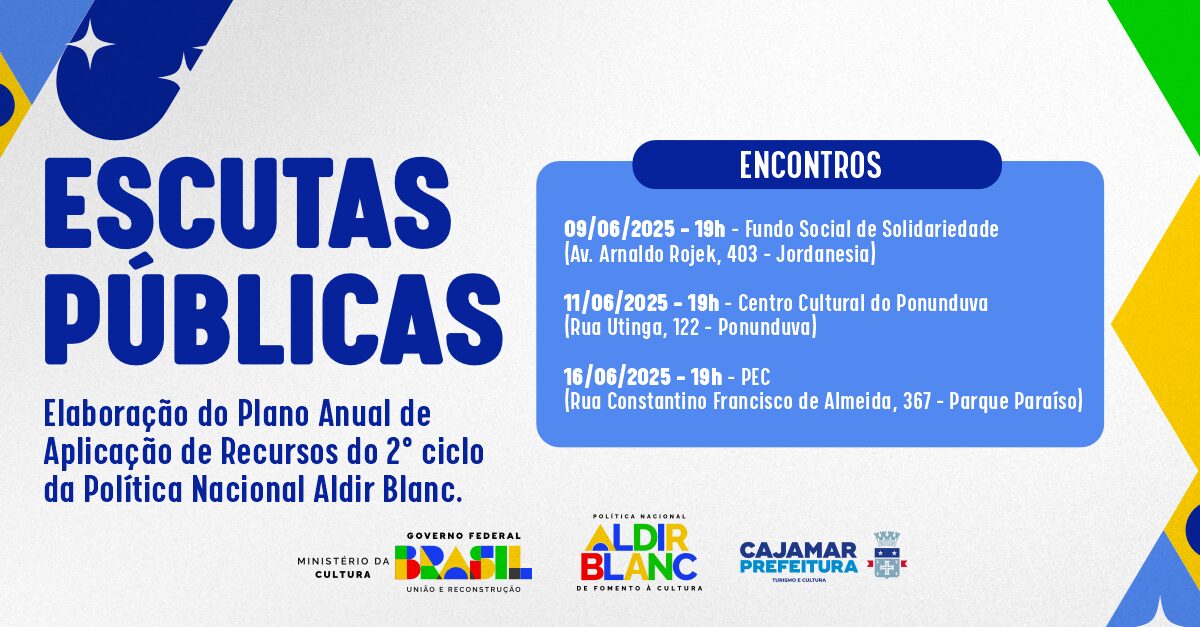 Cajamar promove Escutas Públicas da Cultura para aplicação dos recursos da Lei Aldir Blanc