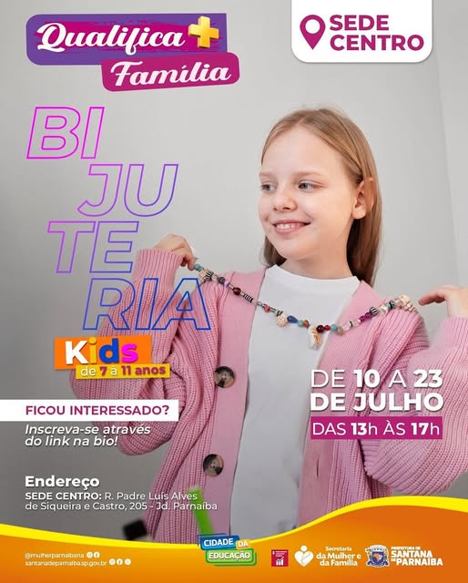 Estão abertas as inscrições para o curso de Bijuteria Kids