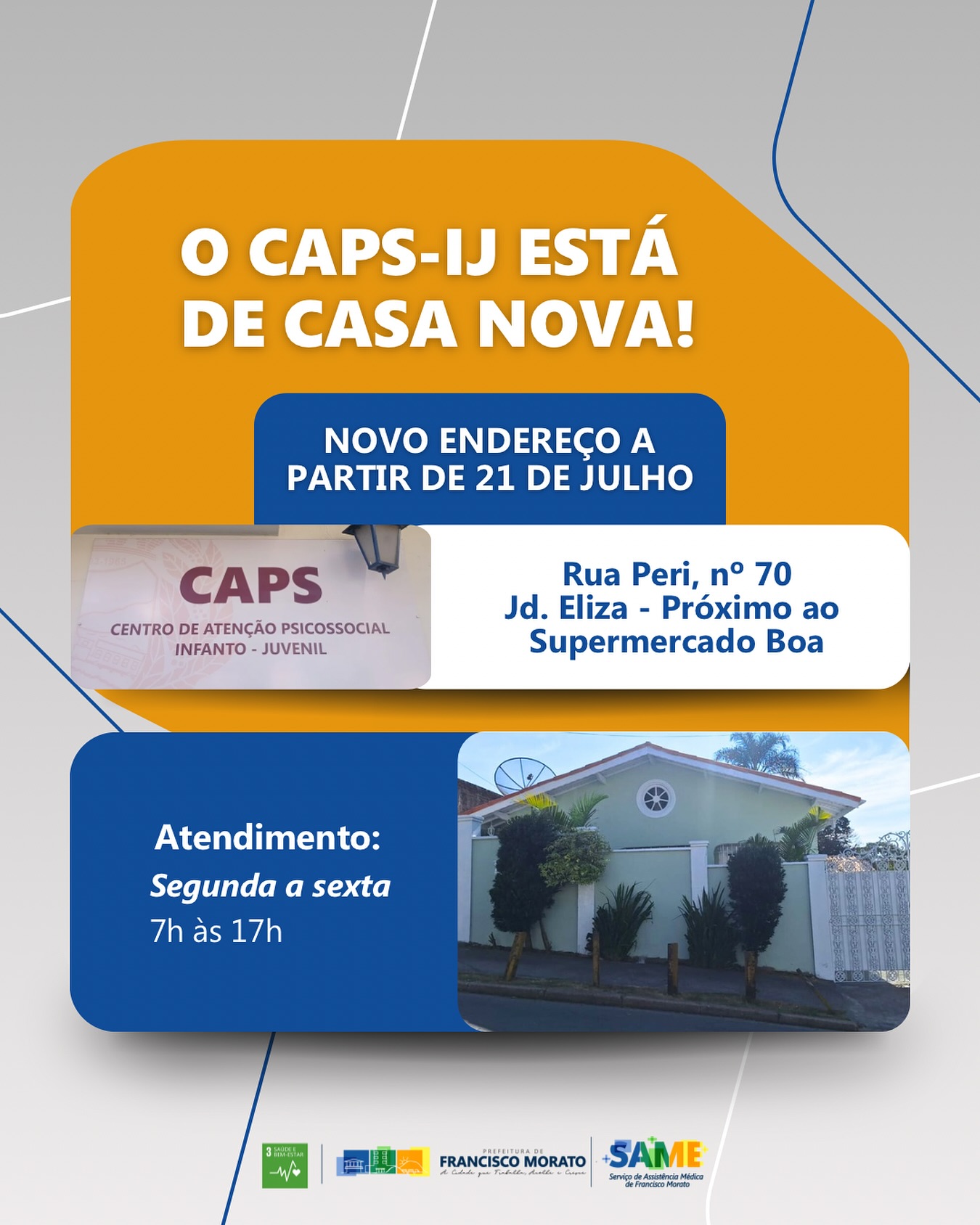 O CAPS-IJ (Centro de Atenção Psicossocial Infanto – Juvenil) está de casa nova