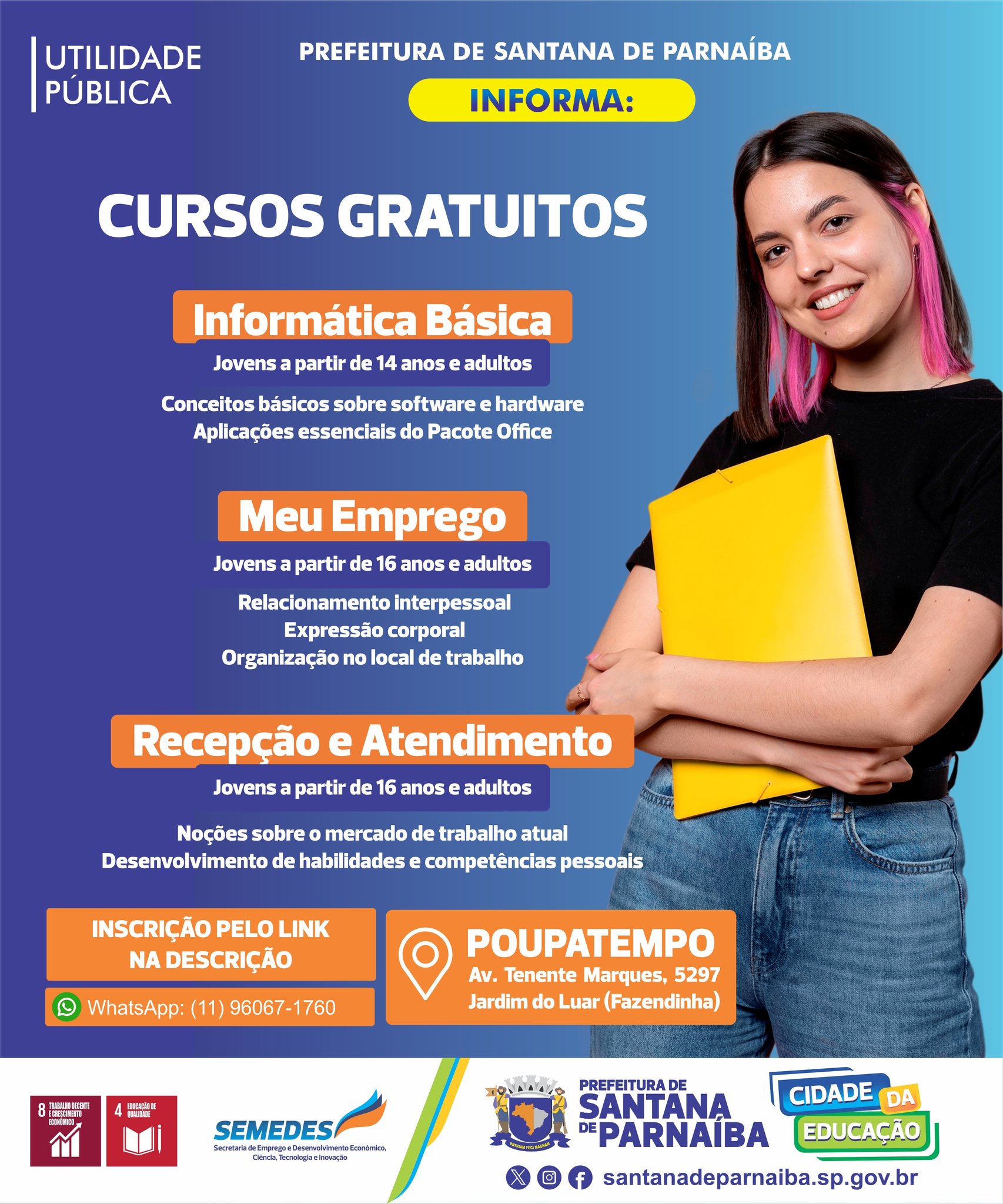 Prefeitura oferece novas vagas para Cursos Gratuitos de Qualificação Profissional