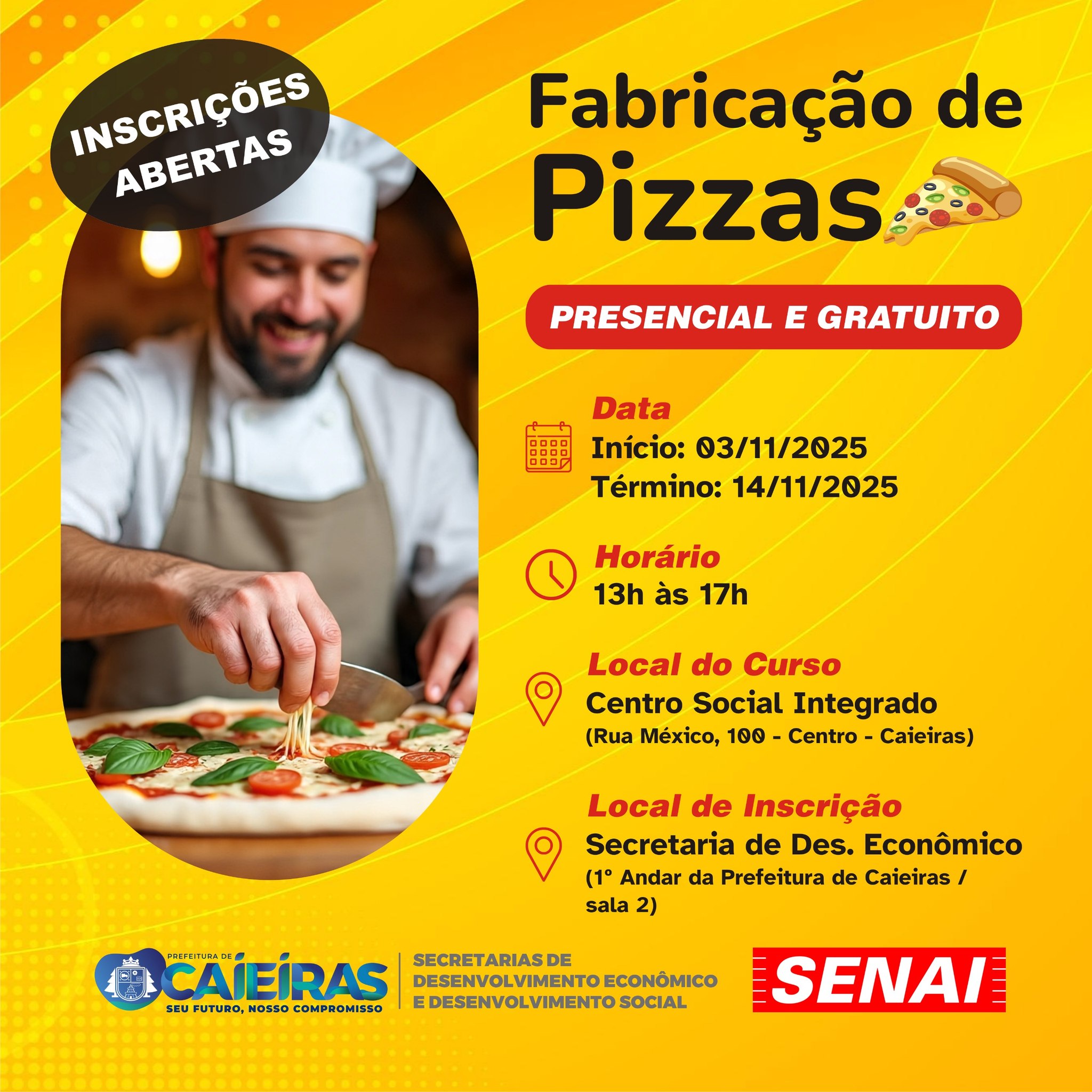 Curso gratuito de Fabricação de Pizzas!