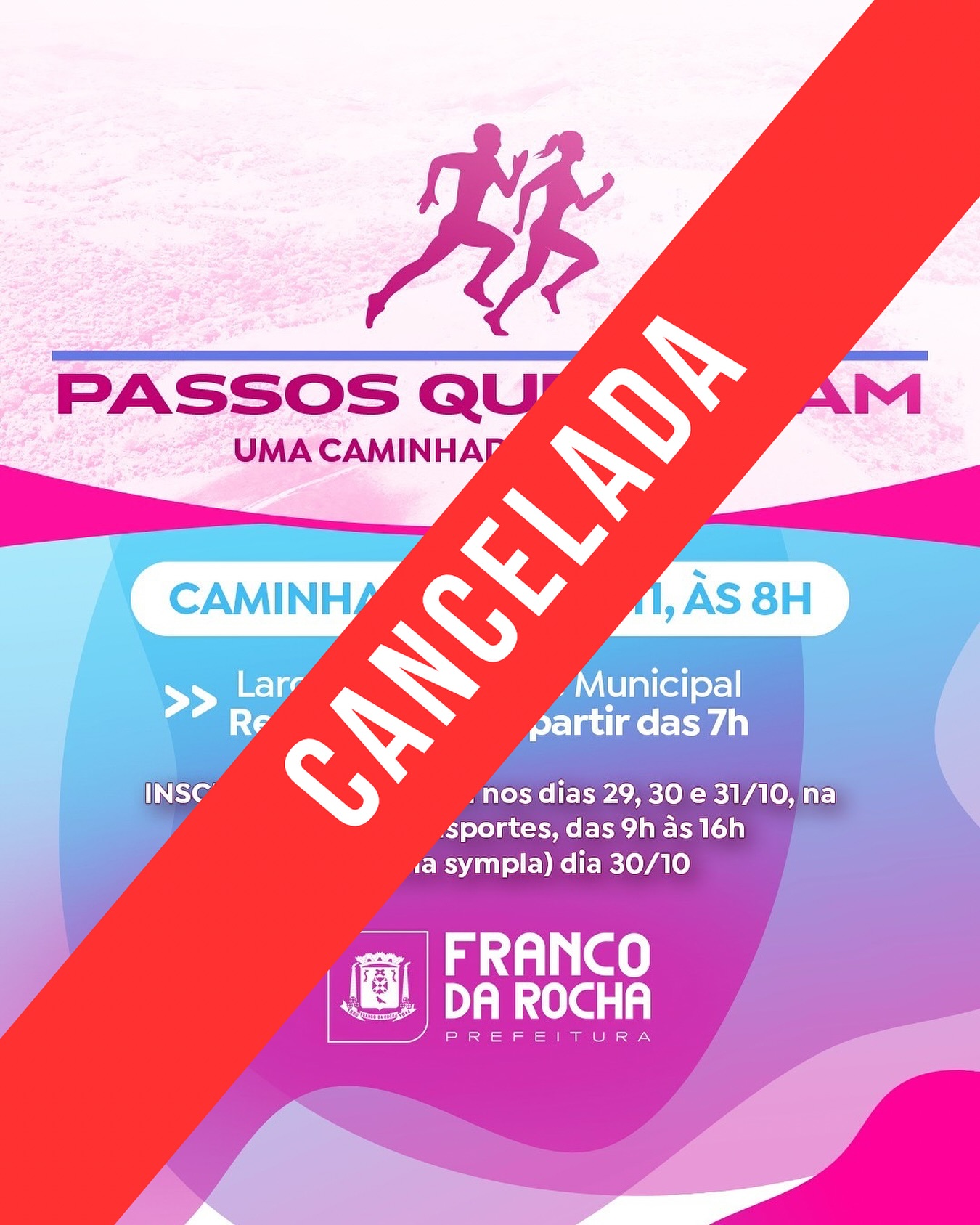 Caminhada “Passos que Curam” cancelada em razão das fortes chuvas!