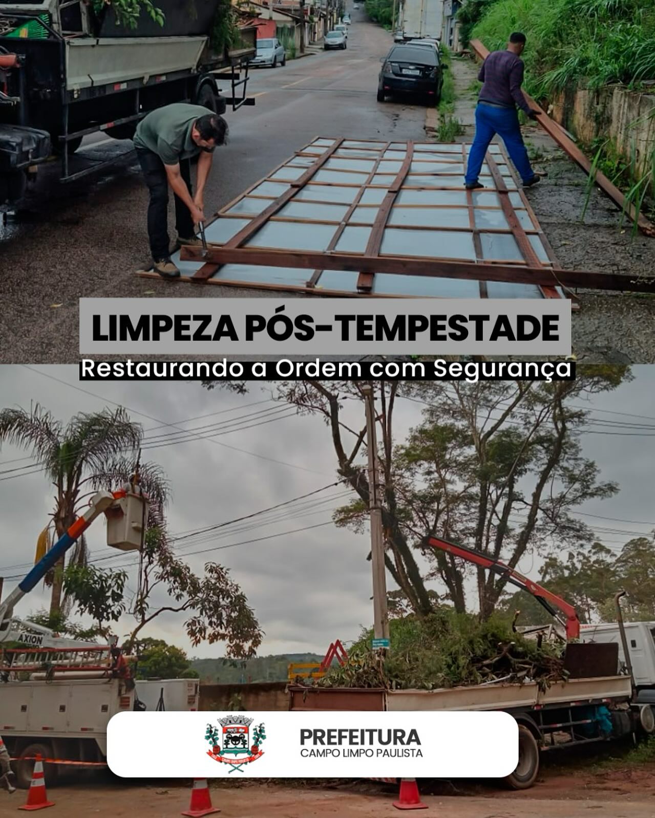 Limpeza pós tempestado em Campo Limpo Paulista